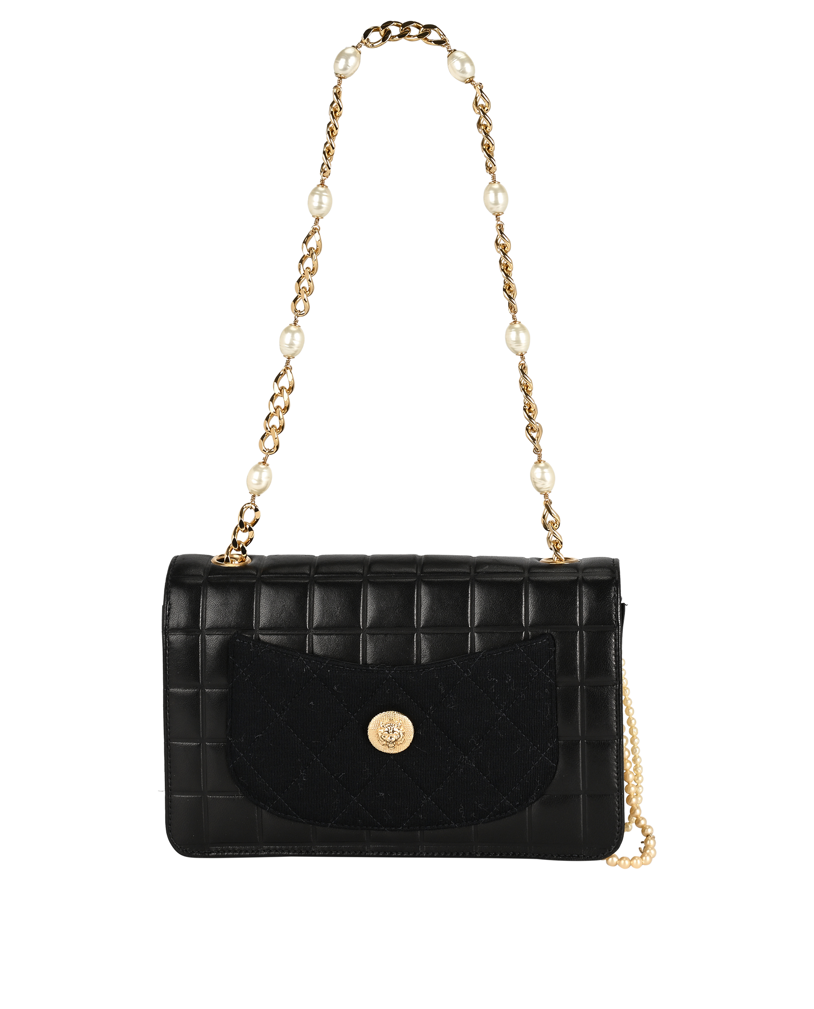Vintage Bijoux Chocolate Bar Flap, &pound;2,500, Handbags, Black, Leather/Tweed, Back view